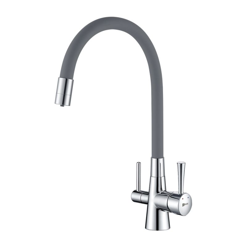 Смеситель для кухни Lemark Comfort LM3075C-Gray с гибким изливом, с подключением к фильтру с питьевой водой, хром, серый