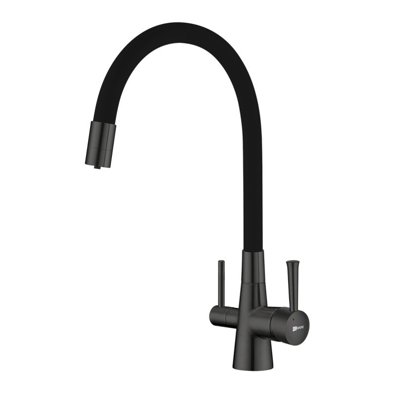 Смеситель для кухни Lemark Comfort LM3075GM с гибким изливом, с подключением к фильтру с питьевой водой, графит