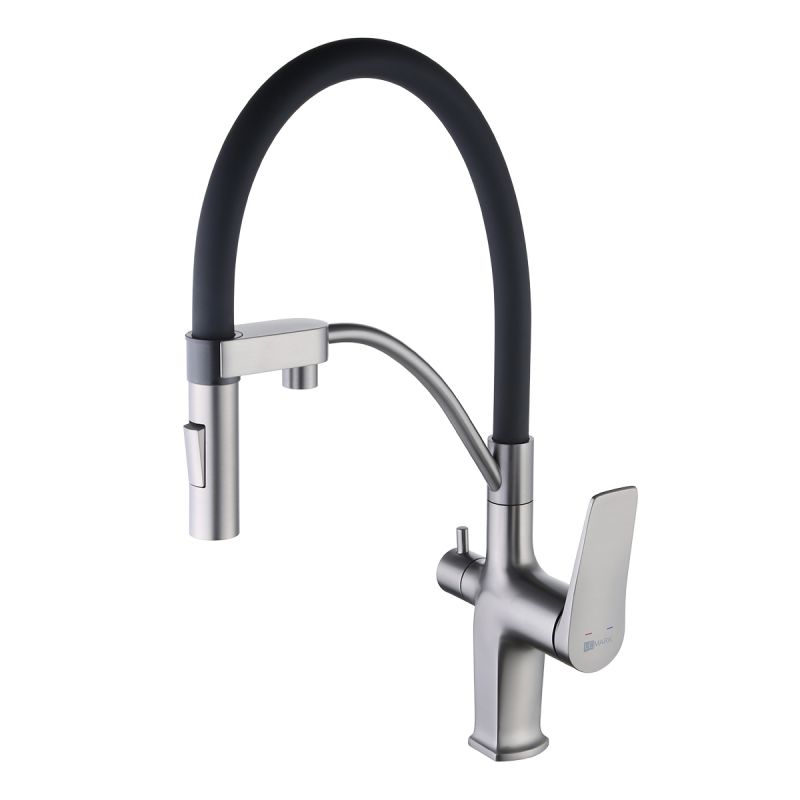 Смеситель для кухни Lemark Bronx LM3761GM с подключением к фильтру с питьевой водой, графит