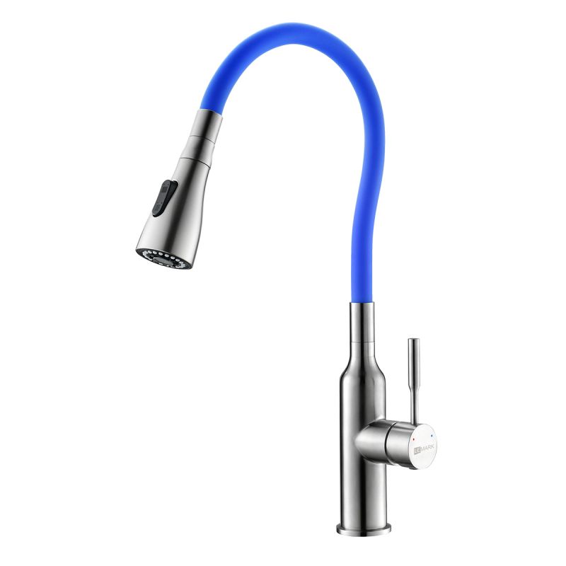 Смеситель для кухни Lemark Expert LM5082S-Blue с гибким изливом, матовый, синий