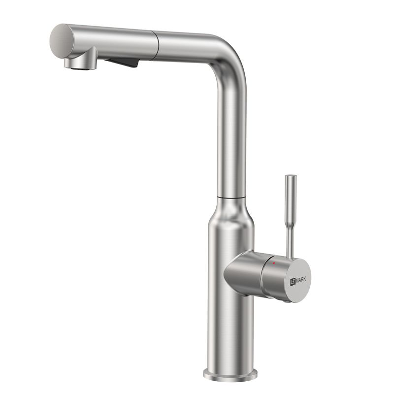 Смеситель для кухни Lemark Expert LM5085S с вытягивающимся поворотным изливом, сталь