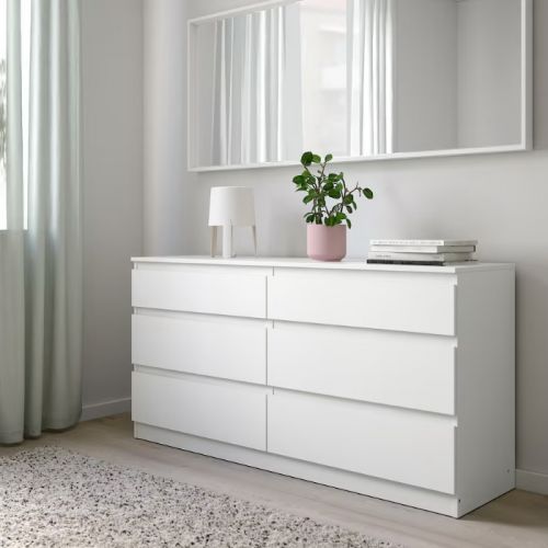 KULLEN Комод с 6 ящиками, белый,130x72 см KULLEN Комод с 6 ящиками, белый,130x72 см