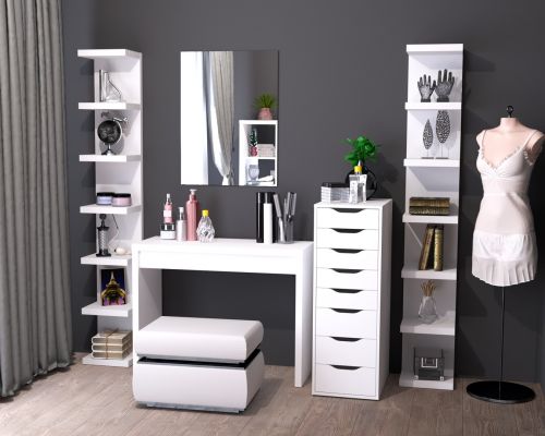 INGAR Комод 8 ящиков, белый, 36x102 см INGAR Комод 8 ящиков, белый, 36x102 см