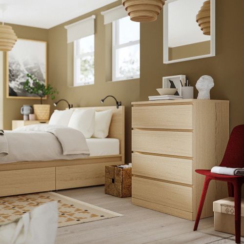 MALM Комод 4 ящика дубовый шпон, 80х100 см MALM Комод 4 ящика дубовый шпон, 80х100 см