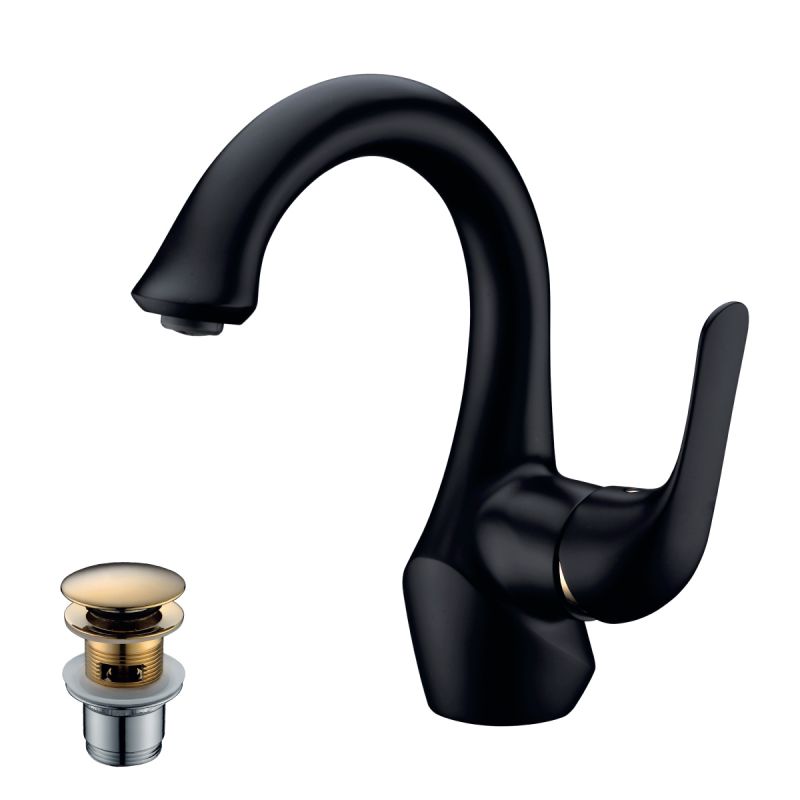 Смеситель Lemark Swan LM5406BG для раковины, черный, золото