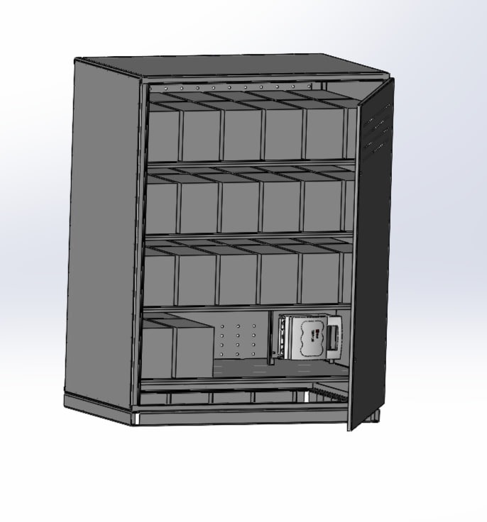 Батарейный шкаф 1150×750×1500 мм – металлический, напольный, защитный
