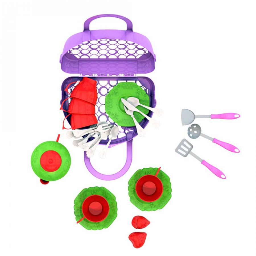 Набор посуды "Чайный сервиз "Волшебная Хозяюшка" (22 предмета в сумке-корзинке)