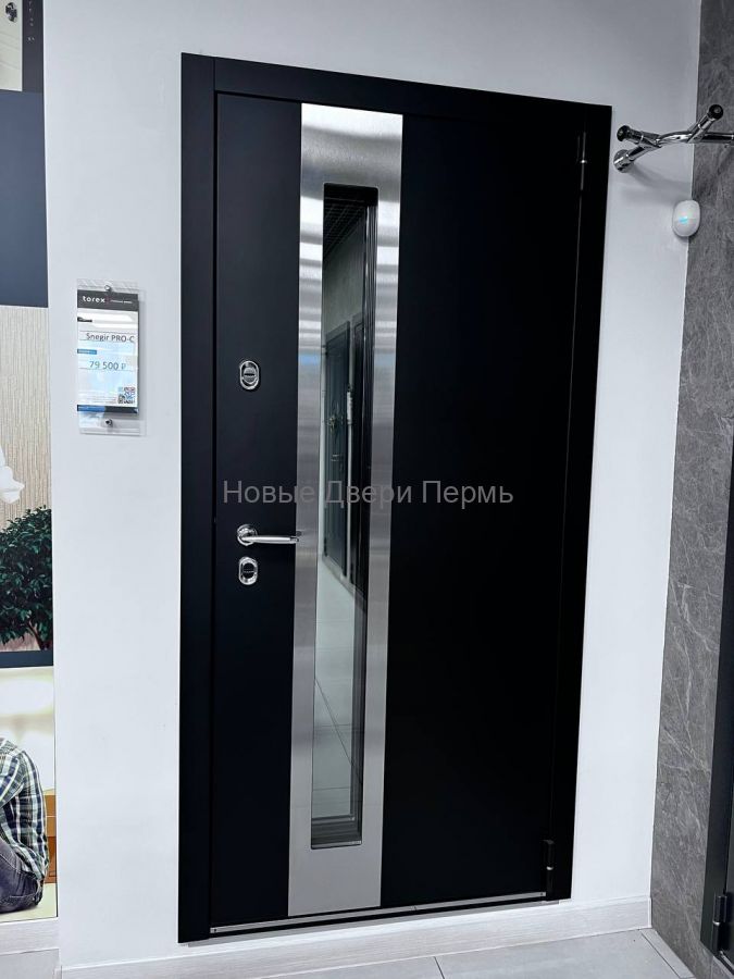 Дверь входная SNEGIR PRO-C MP S60G-30 колоре нероS60G-03 ПВХ Ферро с терморазрывом