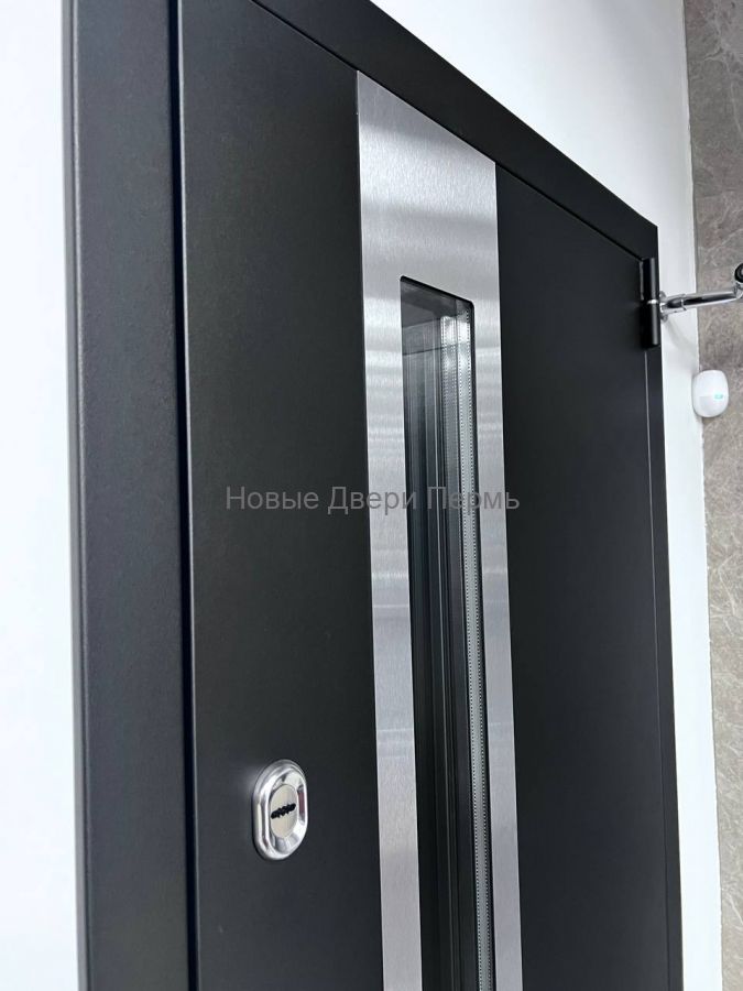 Дверь входная SNEGIR PRO-C MP S60G-30 колоре нероS60G-03 ПВХ Ферро с терморазрывом