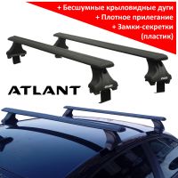 Багажник на крышу Kia Cerato (YD) (sedan, 2013-2017), Атлант, крыловидные аэродуги (черный цвет)