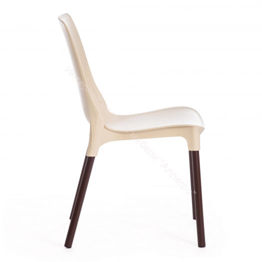 Стул GENIUS (mod 75) металл/пластик, бежевый/коричневые ножки