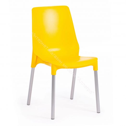 Стул GENIUS (mod 75) металл/пластик, желтый/ножки хром