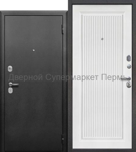 Дверь входная 9см ПРОдевять Букле Графит / Белый матовый ПСК