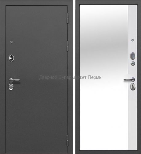 Входная дверь Феррони 9 см Серебро Зеркало (в пол) Эмалит белый Од