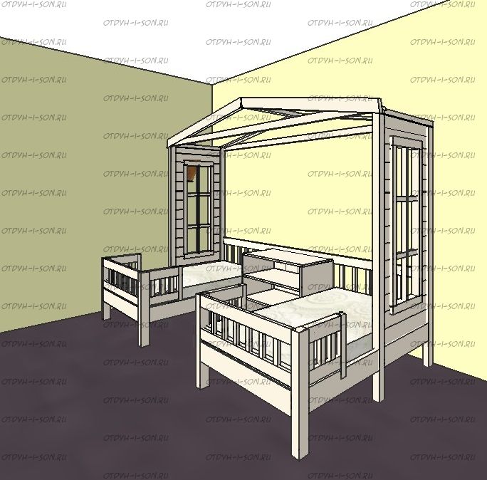 Кровать Домик угловой Butterfly (для двоих детей)