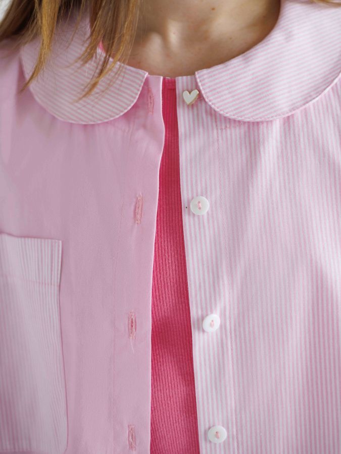Рубашка розовая в полоску