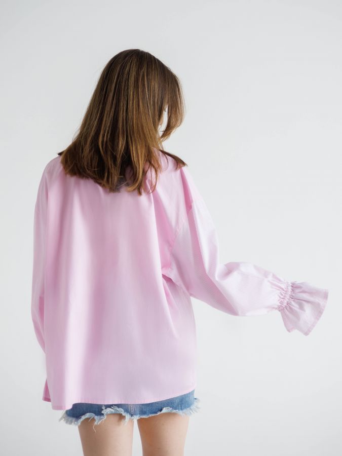 Рубашка розовая в полоску