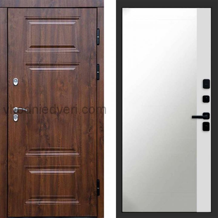 Входная дверь Termo-door Премиум Дуб - Широкое Зеркало Фацет Белый софт