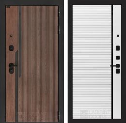 Входная дверь Лабиринт KARMINA 22 Белый софт, черная вставка