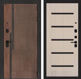 Входная дверь Лабиринт KARMINA 01 Белое дерево, стекло черное