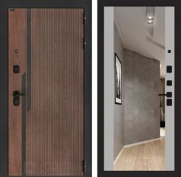 Входная дверь Лабиринт KARMINA с зеркалом Максимум Грей софт