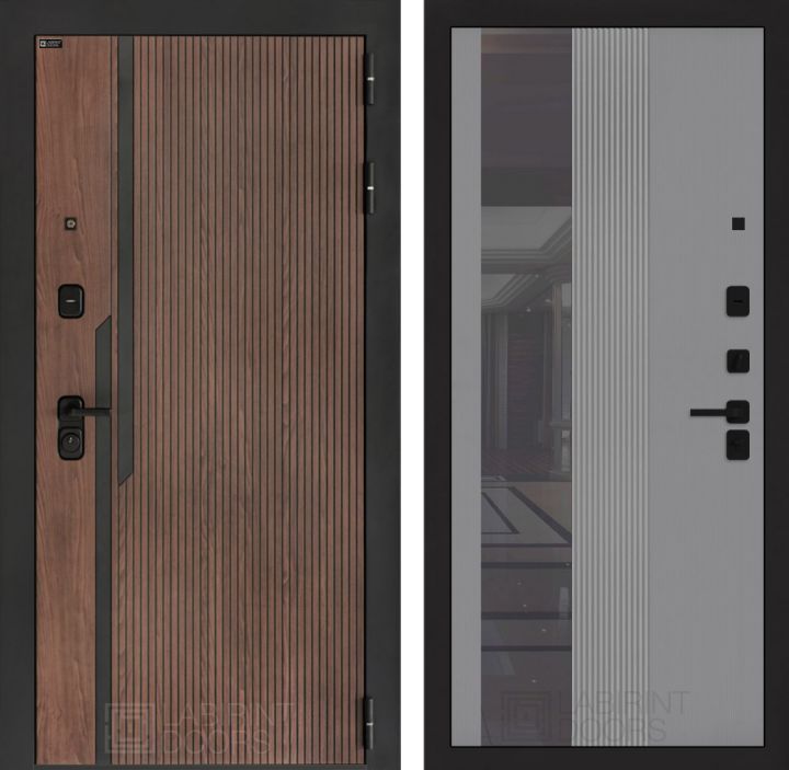 Входная дверь Лабиринт KARMINA 32 Серый софт рельеф