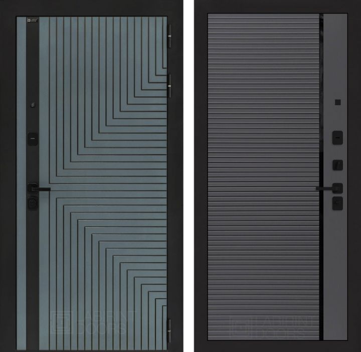 Входная дверь Лабиринт CREDOR 22 Графит софт, черная вставка