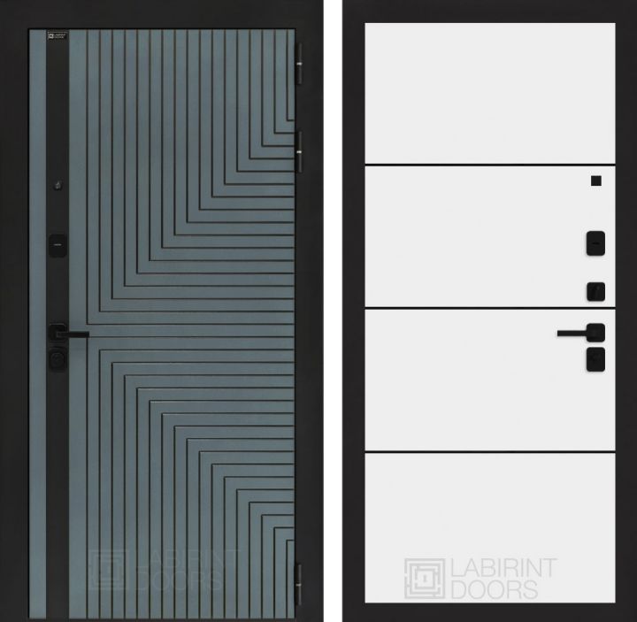 Входная дверь Лабиринт CREDOR 25 Белый софт (черная вставка)