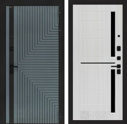 Входная дверь Лабиринт CREDOR 02 Сандал белый, стекло черное