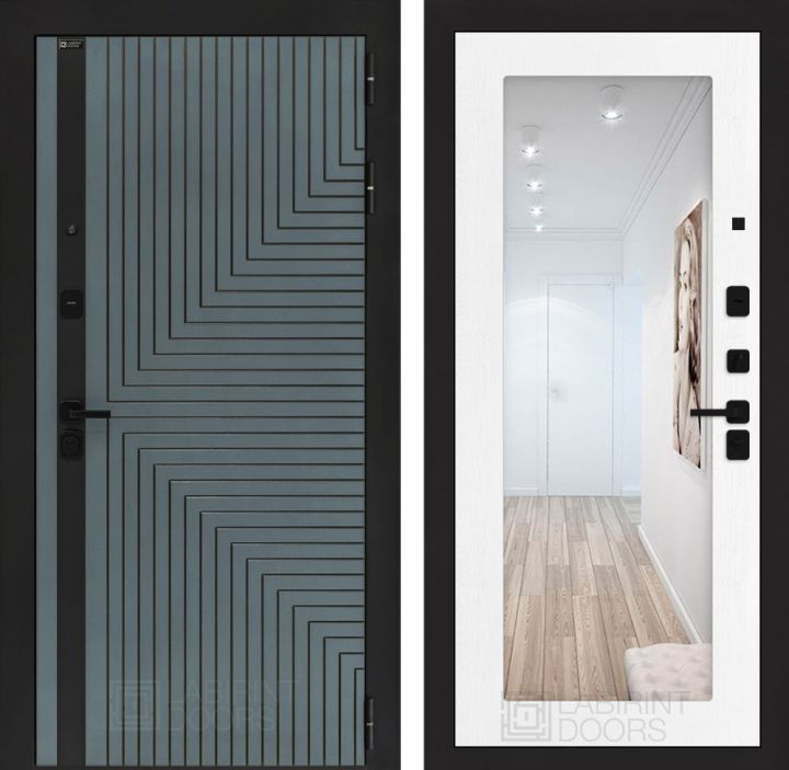 Входная дверь Лабиринт CREDOR с зеркалом 18 Белое дерево