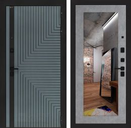 Входная дверь Лабиринт CREDOR с зеркалом 18 Бетон светлый