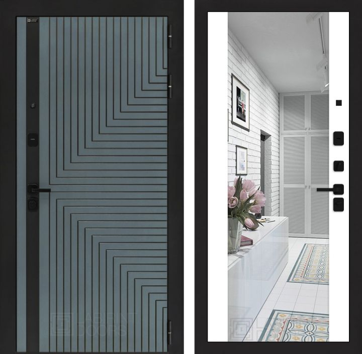 Входная дверь Лабиринт CREDOR с зеркалом Максимум Белый софт