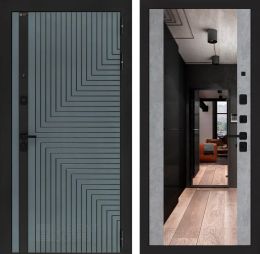 Входная дверь Лабиринт CREDOR с зеркалом Максимум Бетон светлый