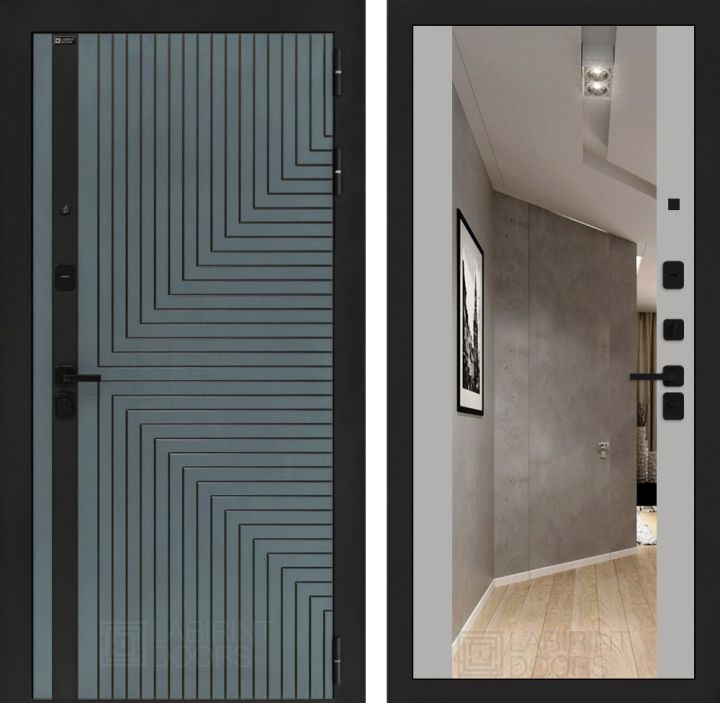 Входная дверь Лабиринт CREDOR с зеркалом Максимум Грей софт