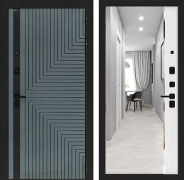 Входная дверь Лабиринт CREDOR с зеркалом Панорама Белый софт