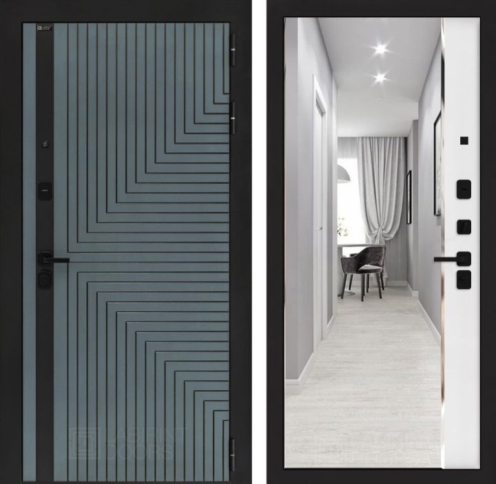 Входная дверь Лабиринт CREDOR с зеркалом Панорама Белый софт