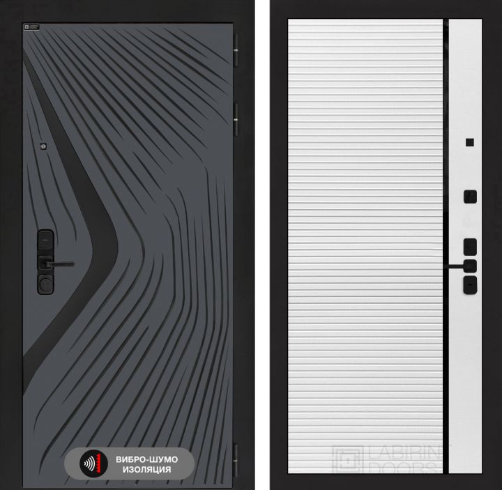 Дверь входная Лабиринт LEOLAB 22 Белый софт черная вставка
