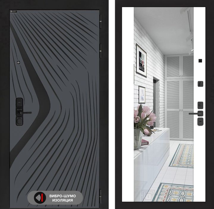 Дверь входная Лабиринт LEOLAB с зеркалом Максимум Белый софт