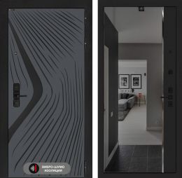 Дверь входная Лабиринт LEOLAB с зеркалом Панорама с тонировкой Черный кварц