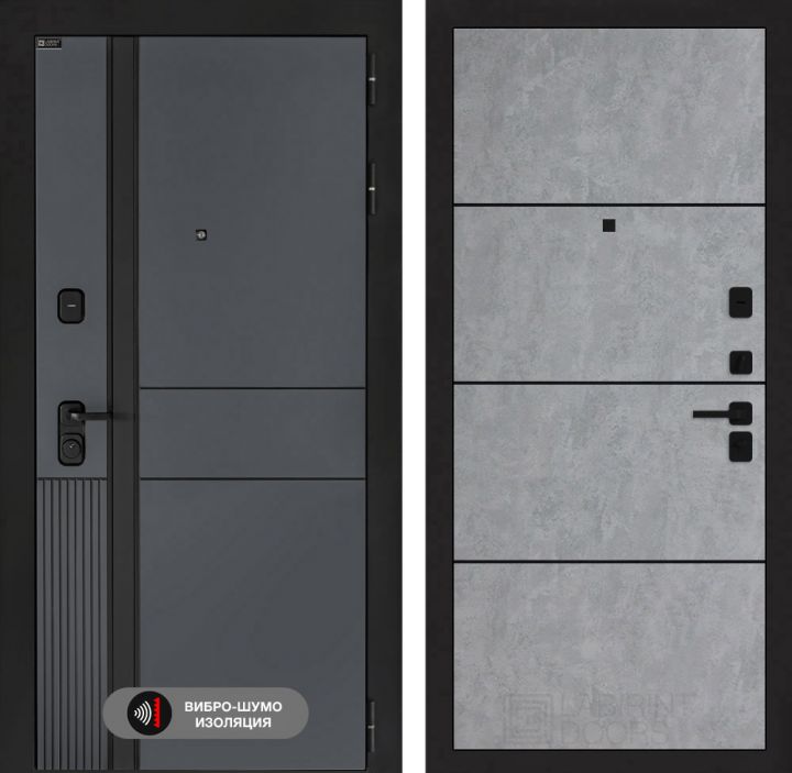 Дверь входная Лабиринт EVOLAB 25 Бетон светлый (черная вставка)
