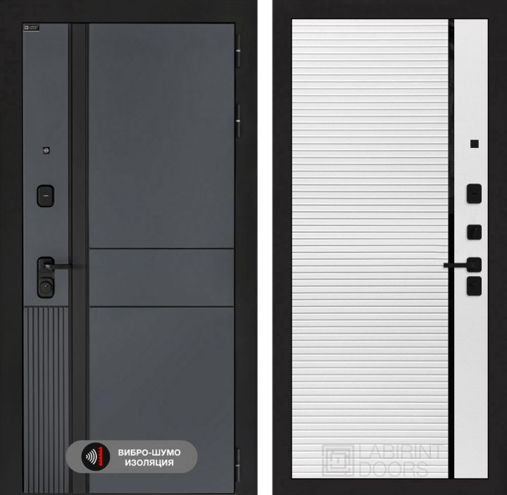 Дверь входная Лабиринт EVOLAB 22 Белый софт черная вставка
