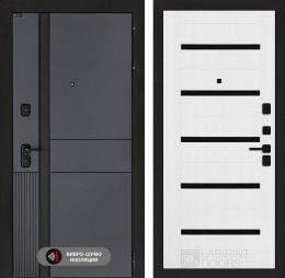 Дверь входная Лабиринт EVOLAB 01 Белое дерево стекло черное