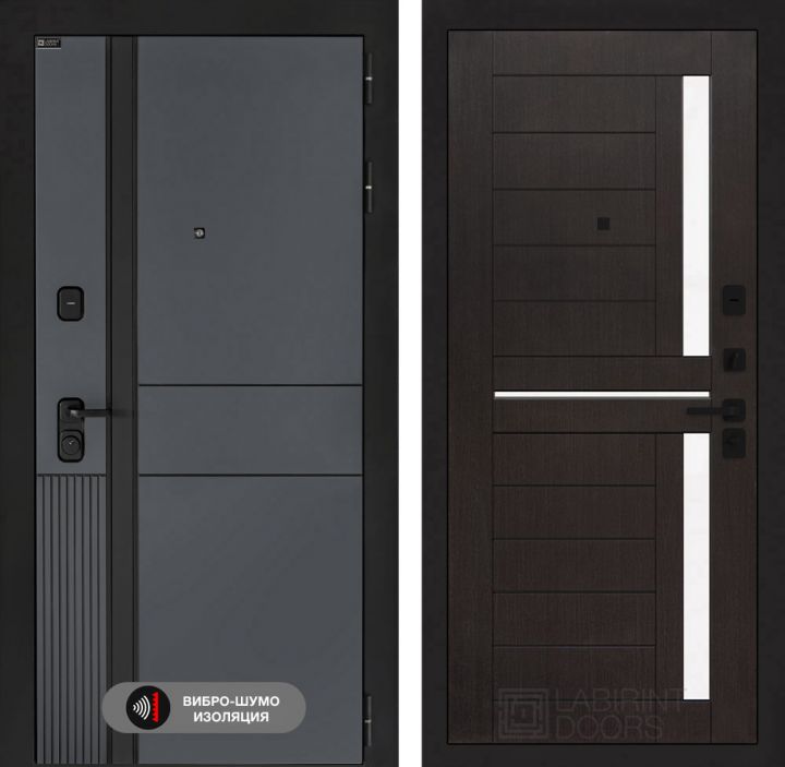 Дверь входная Лабиринт EVOLAB 02 Венге, стекло белое