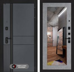 Дверь входная Лабиринт EVOLAB с зеркалом 18 Бетон светлый