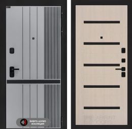 Дверь входная Лабиринт SKYLAB 01 Беленый дуб, стекло черное