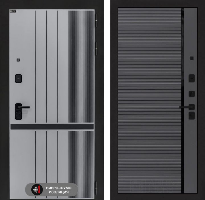 Дверь входная Лабиринт SKYLAB 22 Графит софт черная вставка