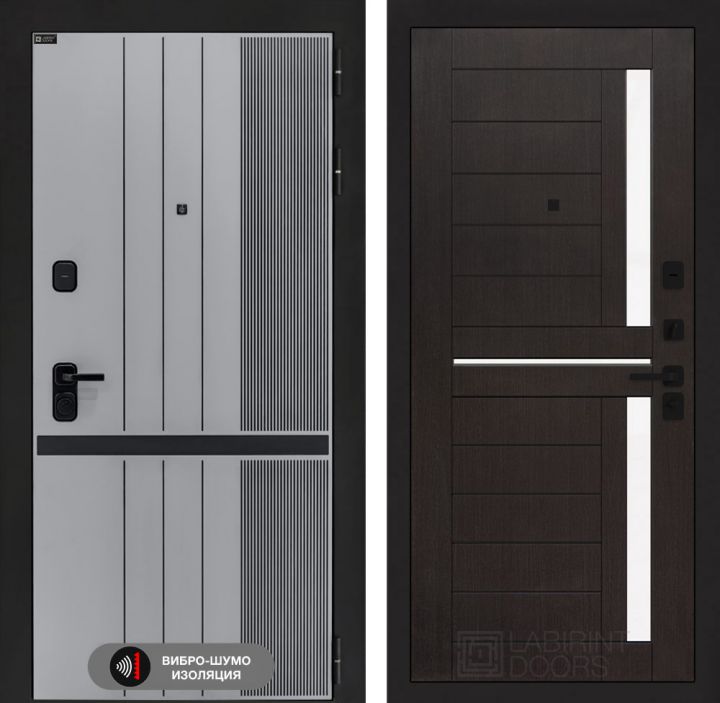 Дверь входная Лабиринт SKYLAB 02 Венге, стекло белое