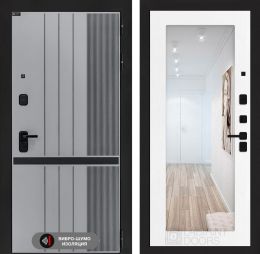 Дверь входная Лабиринт SKYLAB с зеркалом 18 Белое дерево