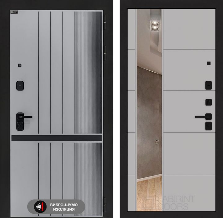 Дверь входная Лабиринт SKYLAB с зеркалом 19 Грей софт