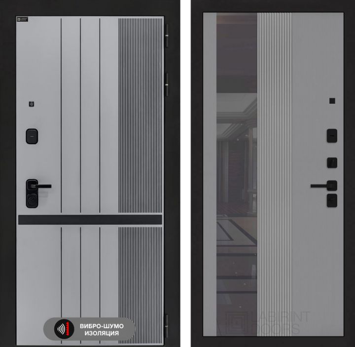 Дверь входная Лабиринт SKYLAB 32 Серый софт рельеф